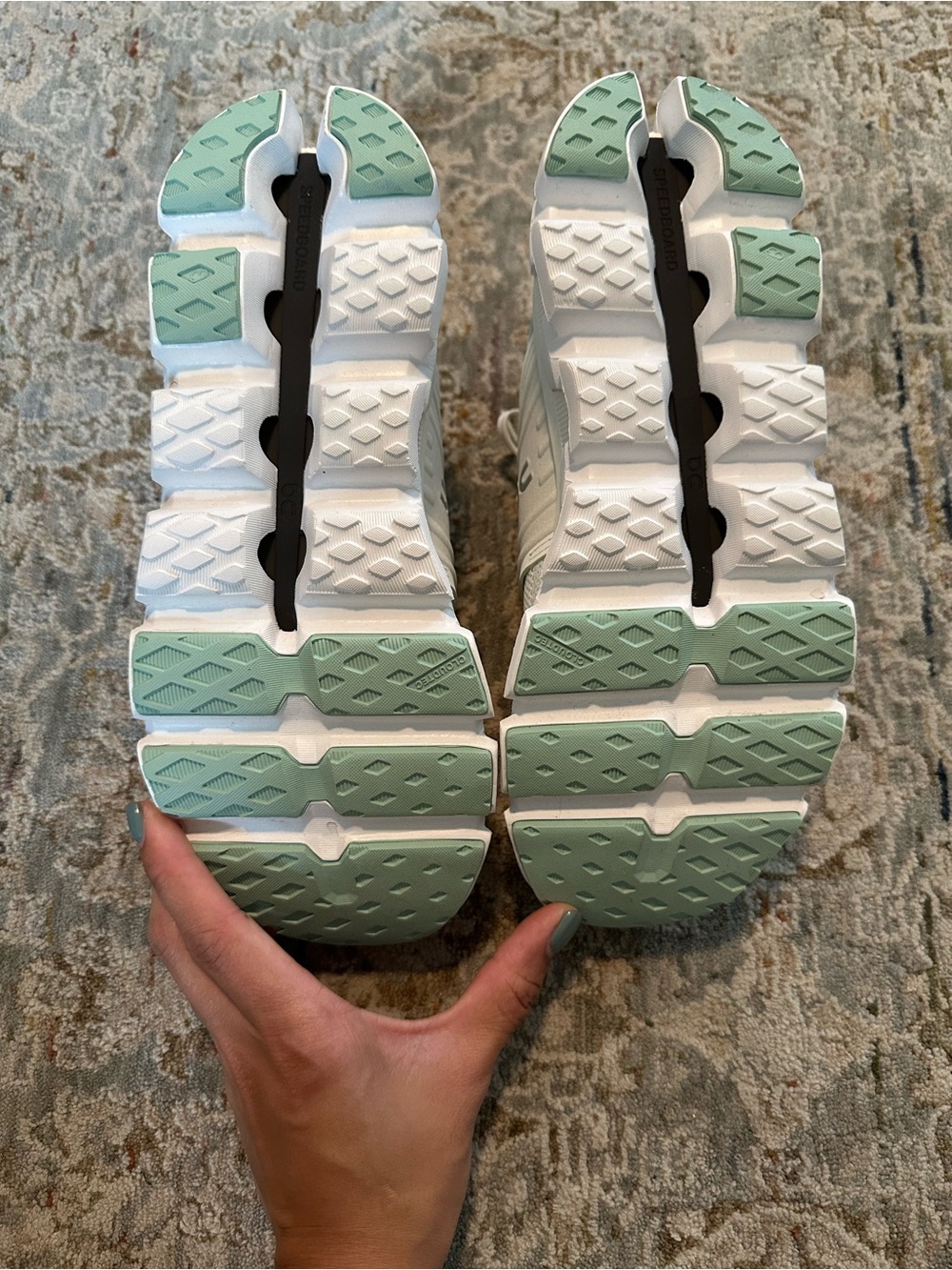 On Running Women's White with Mint Cloudswift Athletic Running Shoes - Picture 5 of 6